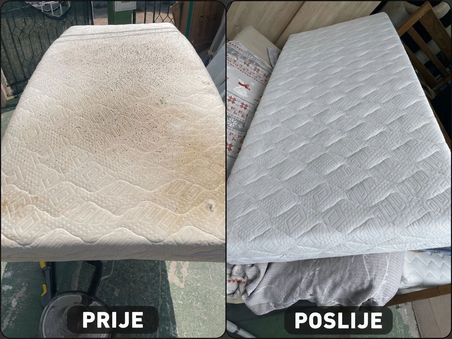 Madrac prije i poslije dubinskog čišćenja